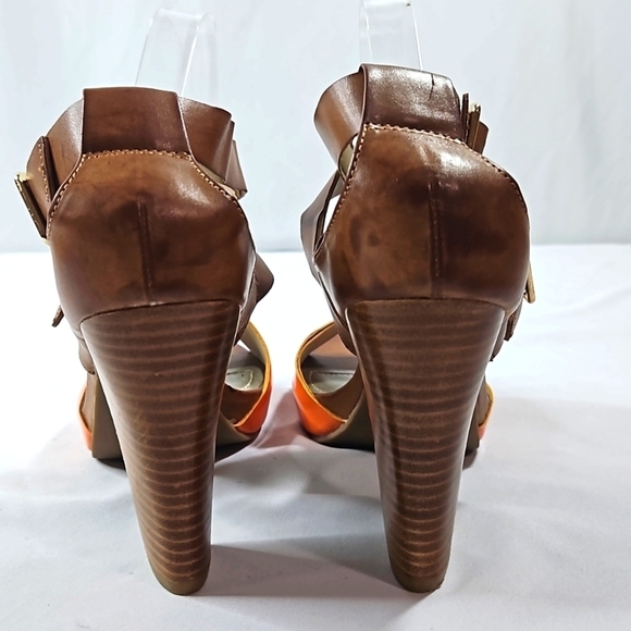 Kenneth Cole Brown & Orange Sandals Size 9 - Picture 7 of 9